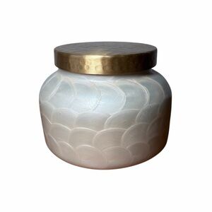 Anthropologie Volcano Candle Iridescent White Capiz Capri Blue 19 Oz Rare